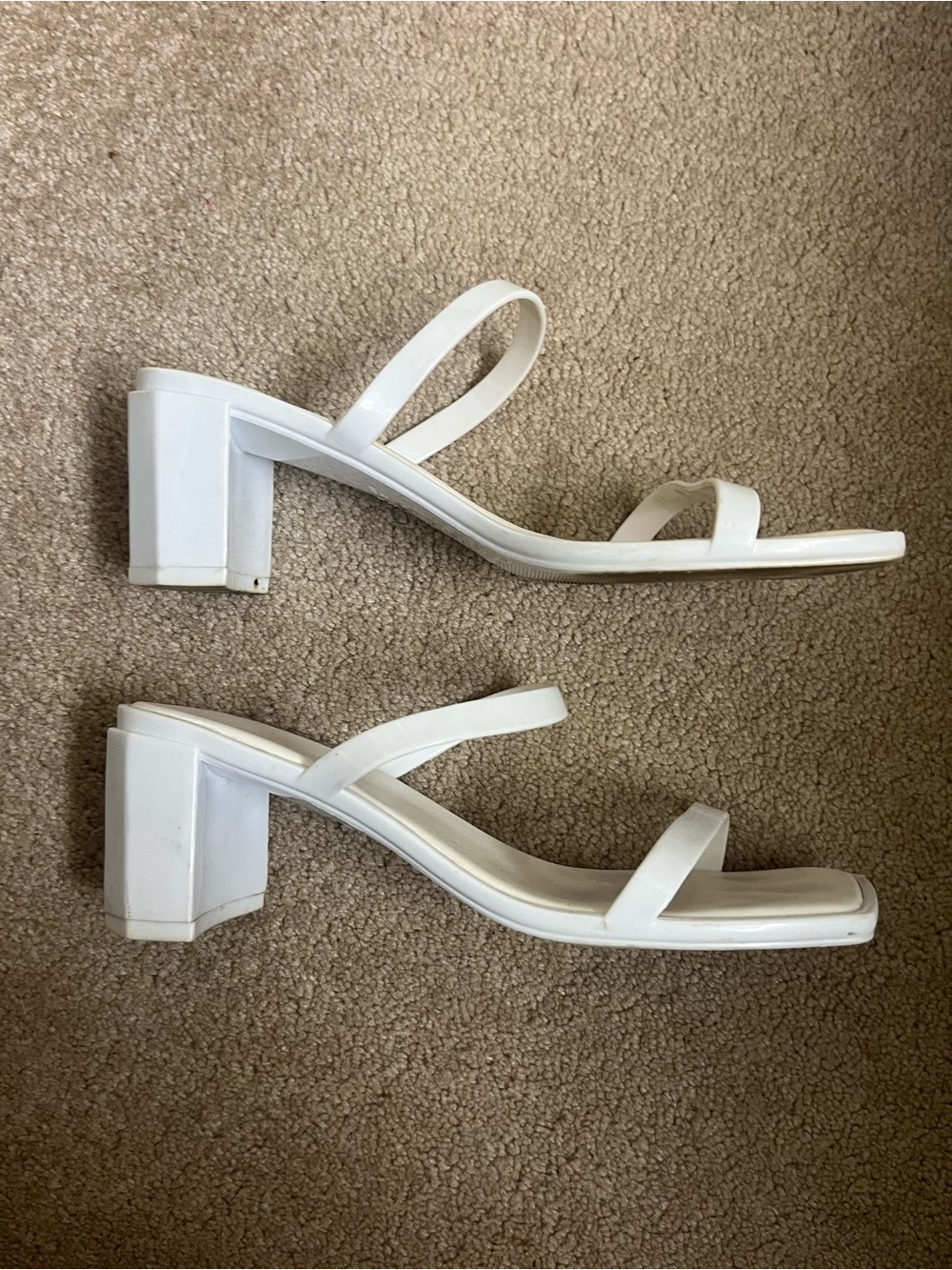 Jeffrey Campbell White Strappy Block Heel Plastic Sandals